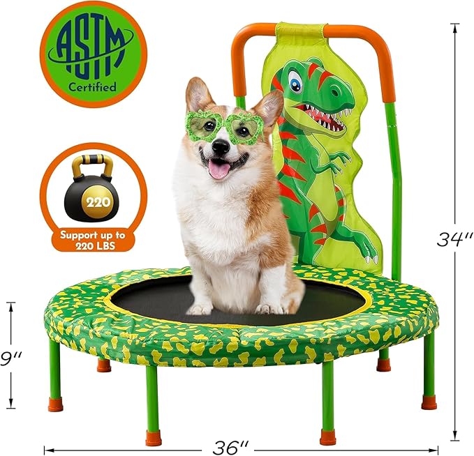 SSLine No-Gap 36'' Trampoline for Kids Toddler with Safety Pad, 36 inch Mini Trampoline with Heavy Duty Frame Indoor, Small Trampolines Max Load 220lbs, Gifts for Boys and Girls