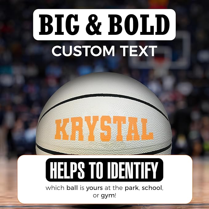 HAMMET Personalized Basketball – Customized Basketball with Your Name or Text – Multiple Colors, Fonts & Designs Available – Durable for Indoor and Outdoor - Ideal Gift for Son, Daughter, Boy or Girl