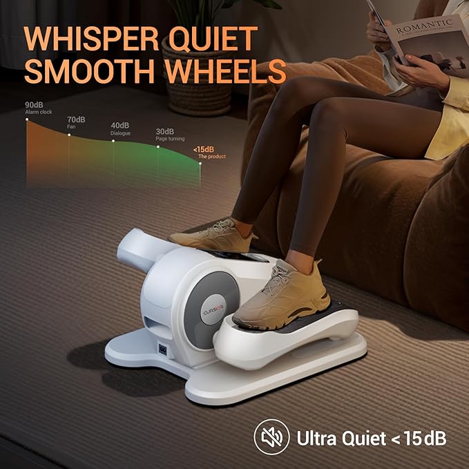Electric Under Desk Elliptical Pedal Exerciser - White/Grey