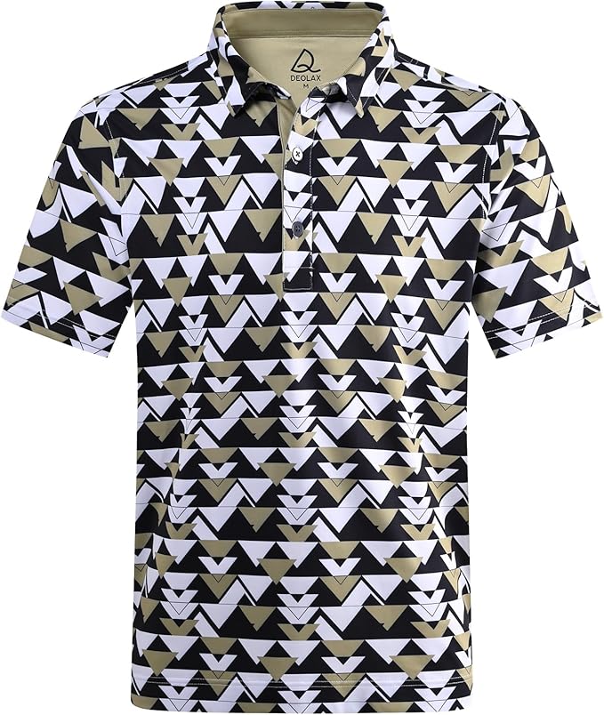 Men's Quick Dry Performance Polo Shirt - Athletic Print Golf Top