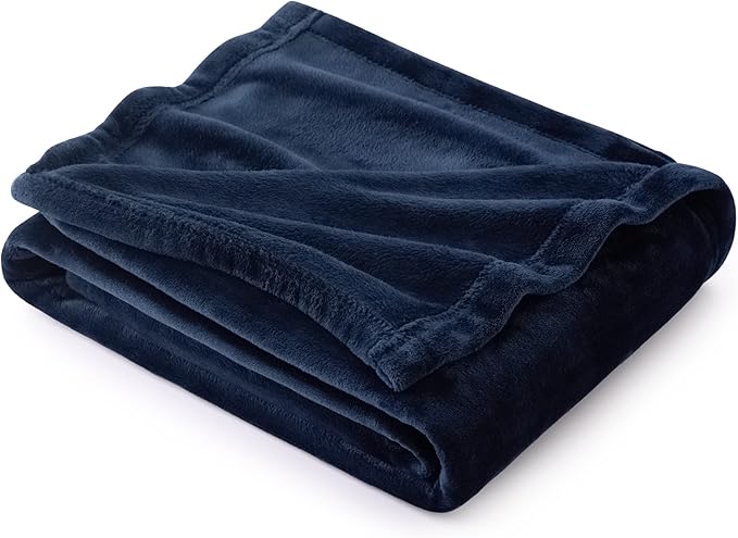 Bedsure Navy Blue Throw Blanket for Couch - 300GSM Soft Cozy Fleece Blankets for Home Decor Gifts, 50x60 Inches