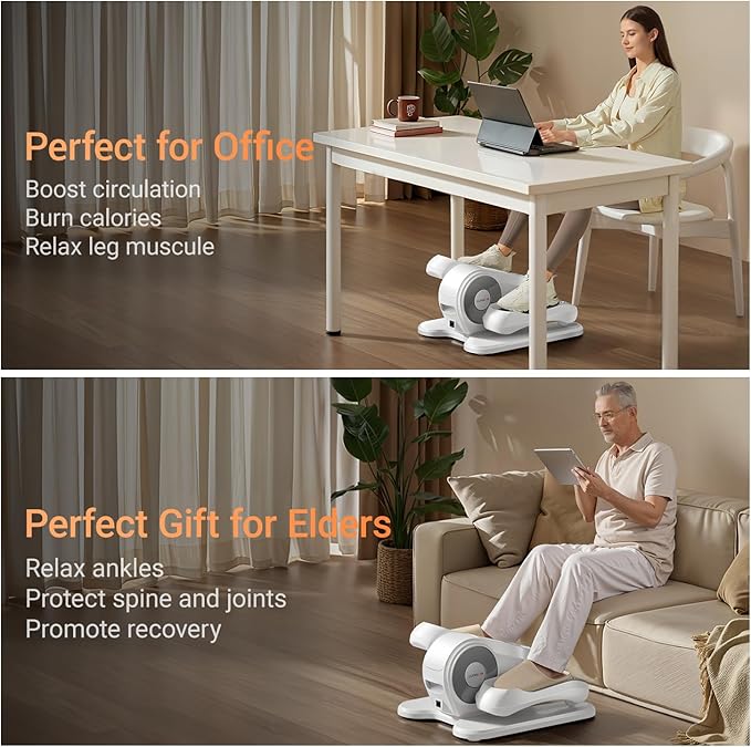 Electric Under Desk Elliptical Pedal Exerciser - White/Grey