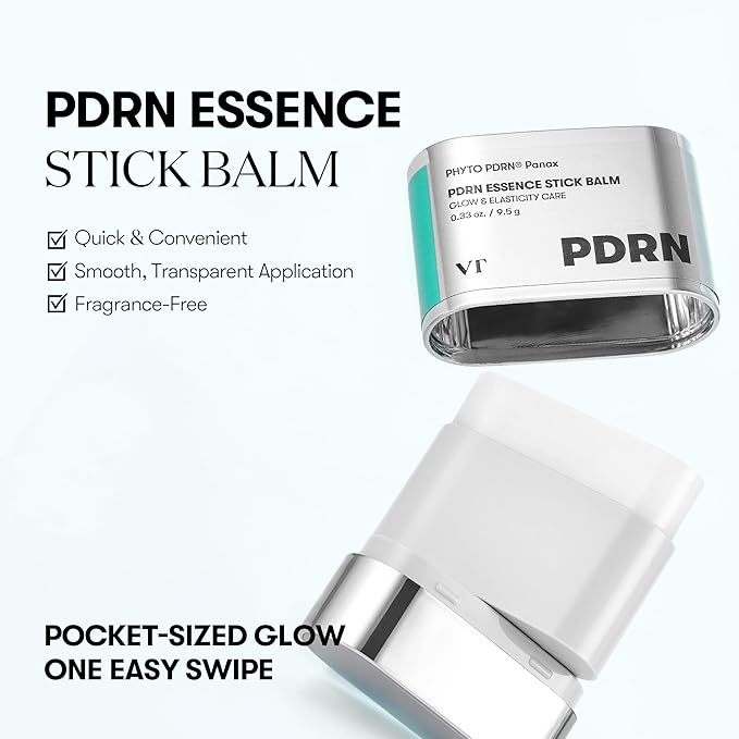 VT COSMETICS PDRN Essence Stick Balm, PDRN Collagen Multi Wrinkle Stick, All-in-One Eye & Neck Treatment, Glow Makeup Base & Face Treatment Balm, Plumping, Fine Lines (0.33 oz.)