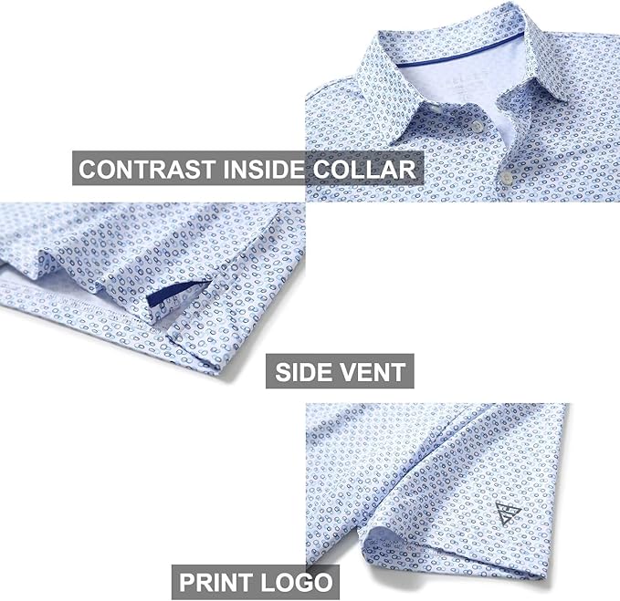 Men's Striped Short Sleeve Performance Polo Golf Shirt