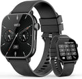 Smart Watches for Men Women, 1.85'' AMOLED HD Fitness Tracker with 100+ Sports Modes, Smartwatches with Bluetooth Call/Heart Rate/Sleep Monitor/Pedometer, IP68 Waterproof Watch for Swimming, Black