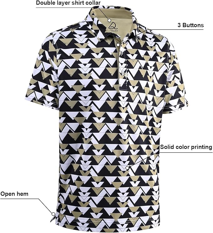 Men's Quick Dry Performance Polo Shirt - Athletic Print Golf Top