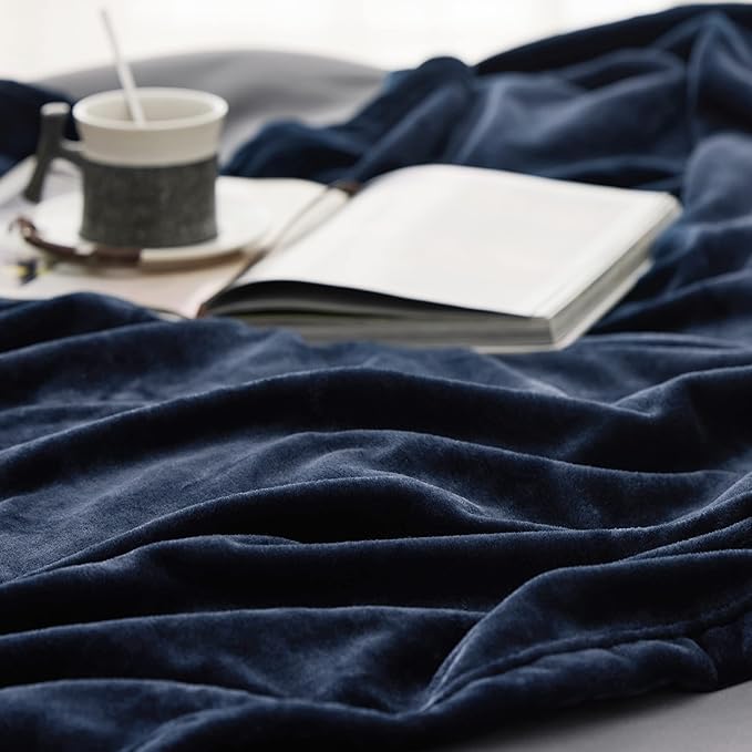 Bedsure Fleece Blanket Twin Size Navy Blue - 300GSM Lightweight Plush Fuzzy Cozy Soft Warm Blanket for Bed, Sofa, Couch, Travel, Camping, 60x80 inches