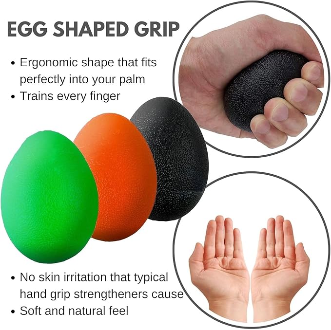 The Friendly Swede Stress Balls for Adults - 3 Squeeze Balls for Hand Therapy, Stress Relief & Strength; 3 Resistance Levels