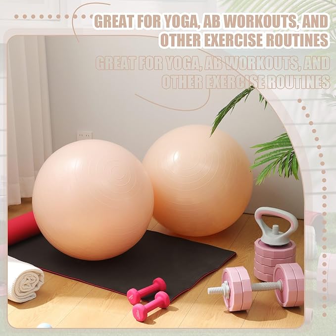 Leyndo 4 Pcs 26 Inch Yoga Exercise Ball Pilates Pregnancy Birthing Fitness Ball with Quick Pump Anti Burst for Improved Posture, Balance, Yoga, Pilates, Training