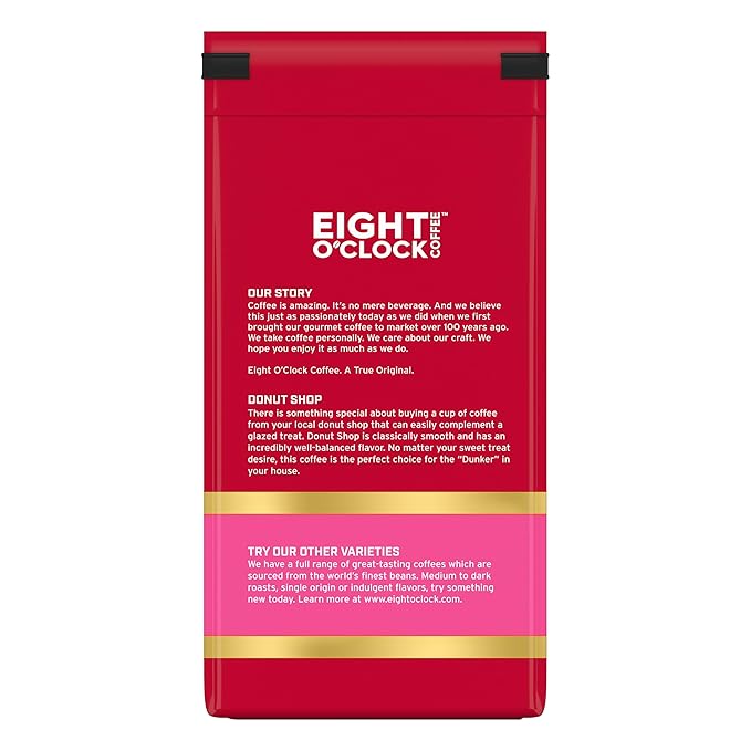 Eight O'Clock Coffee Donut Shop Ground Coffee, Light Roast, 11 Ounce (Pack of 1)