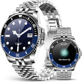 2025 DA GPT Smart Watch for Men, Heart Rate, Blood Pressure, Blood Oxygen, Sleep Monitor, 107 Sports Modes, 1.19-inch AMOLED Display, Waterproof Round Watch, Compatible Android and iOS Silver Blue