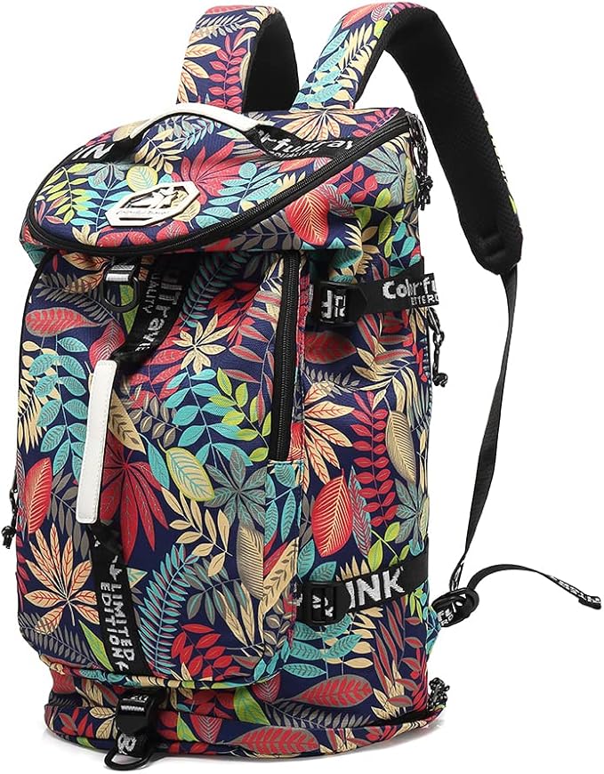 Kalesi Floral Gym Duffle Bag Backpack 4 ways for Women Waterproof with Shoes Compartment for travel Sport Hiking laptop Lightweight
