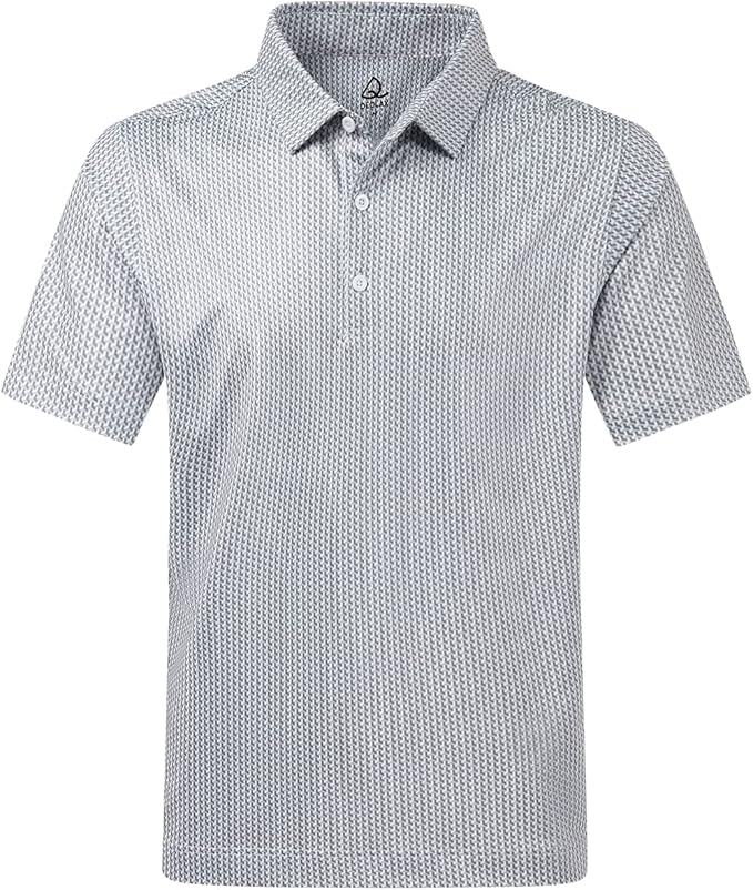 Men wearing a stylish printed short-sleeve performance golf polo shirt