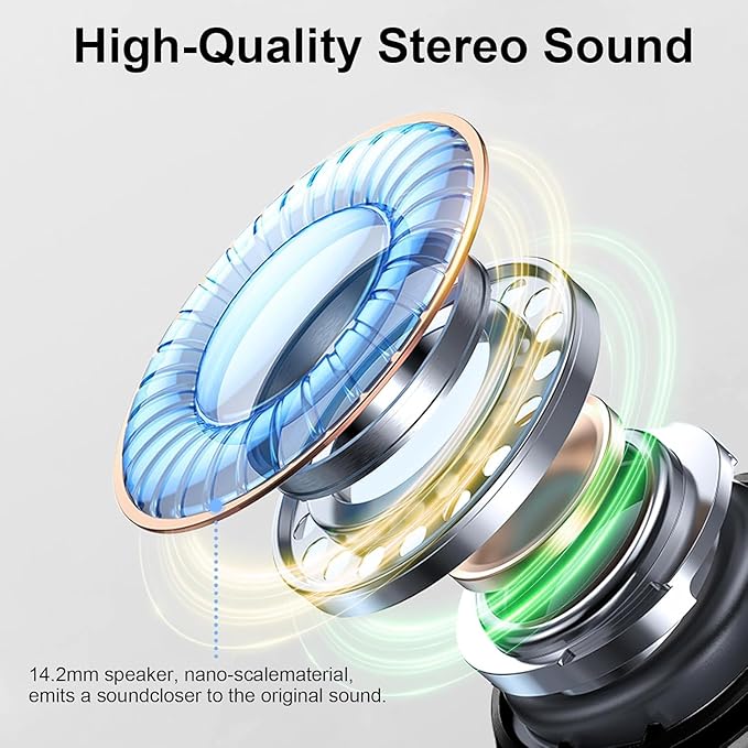 Wireless Earbuds, 2025 Bluetooth 5.4 Headphone 3D Bass Hi-Fi Stereo Ear Buds, 4 ENC Noise Cancelling Mic, 40H 3g USB-C in-Ear Earphone, IP7 Waterproof Workout Sport for Laptop Pad Android iOS, Black