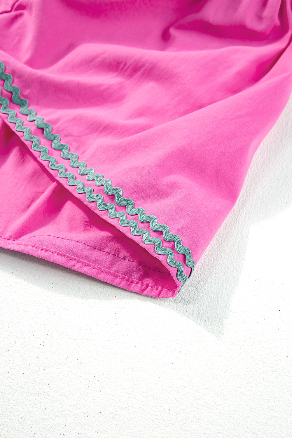 Pink Flutter Sleeve Tiered Ric-Rac Mini Dress