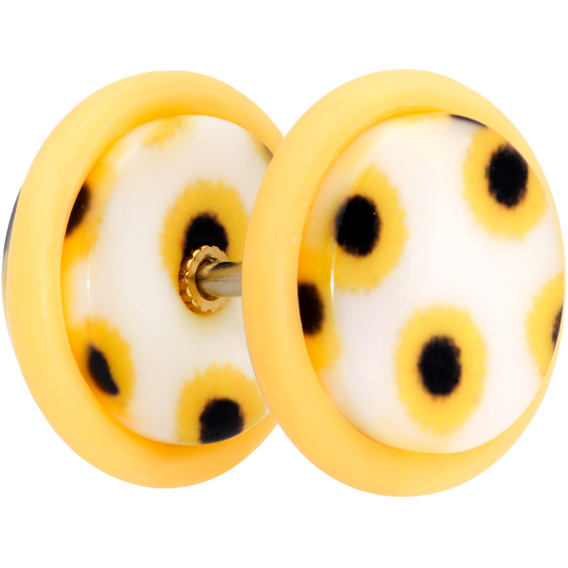 Yellow White Scores of Sunflowers Trompe L'oeil Cheater Plugs