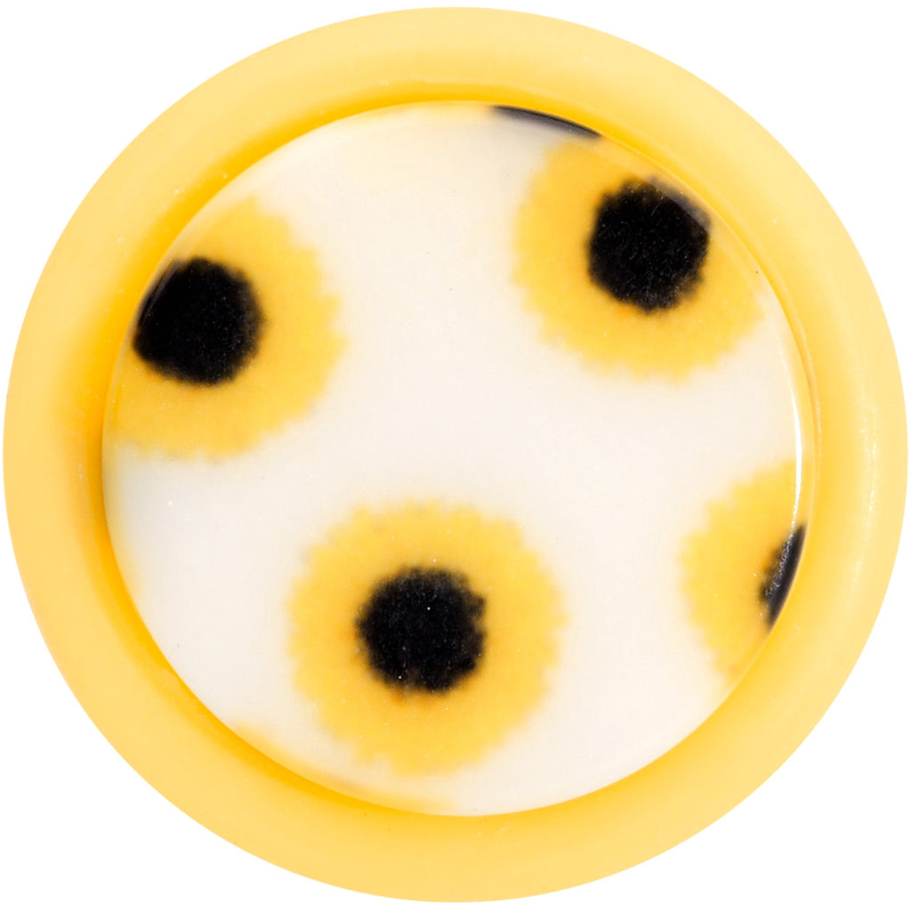 Yellow White Scores of Sunflowers Trompe L'oeil Cheater Plugs