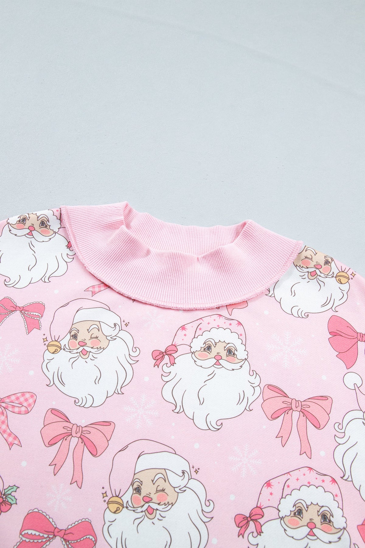 Christmas Santa Bow Mock Neck Graphic Sweatshirt