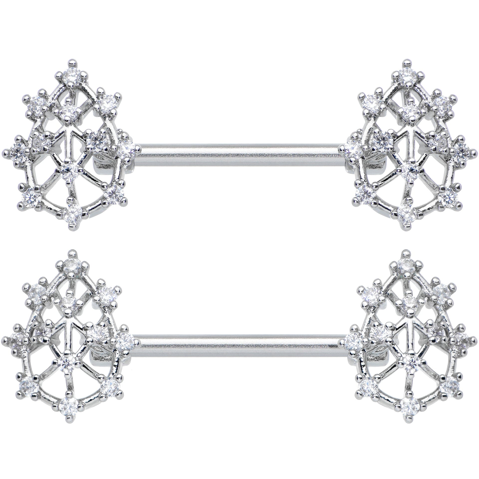 14G 9/16 Clear CZ Gem Constellation Barbell Nipple Ring Set