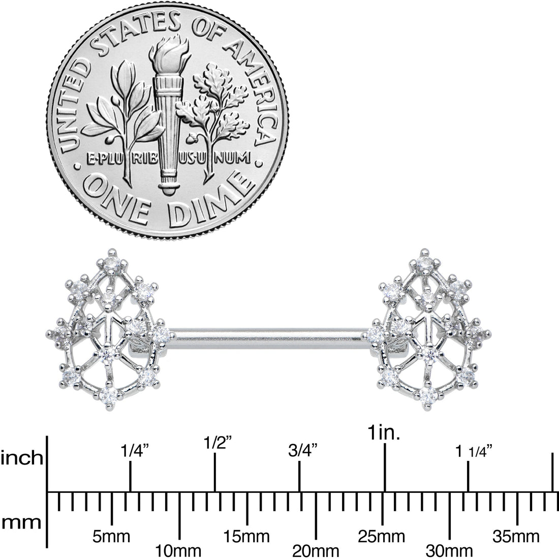 14G 9/16 Clear CZ Gem Constellation Barbell Nipple Ring Set