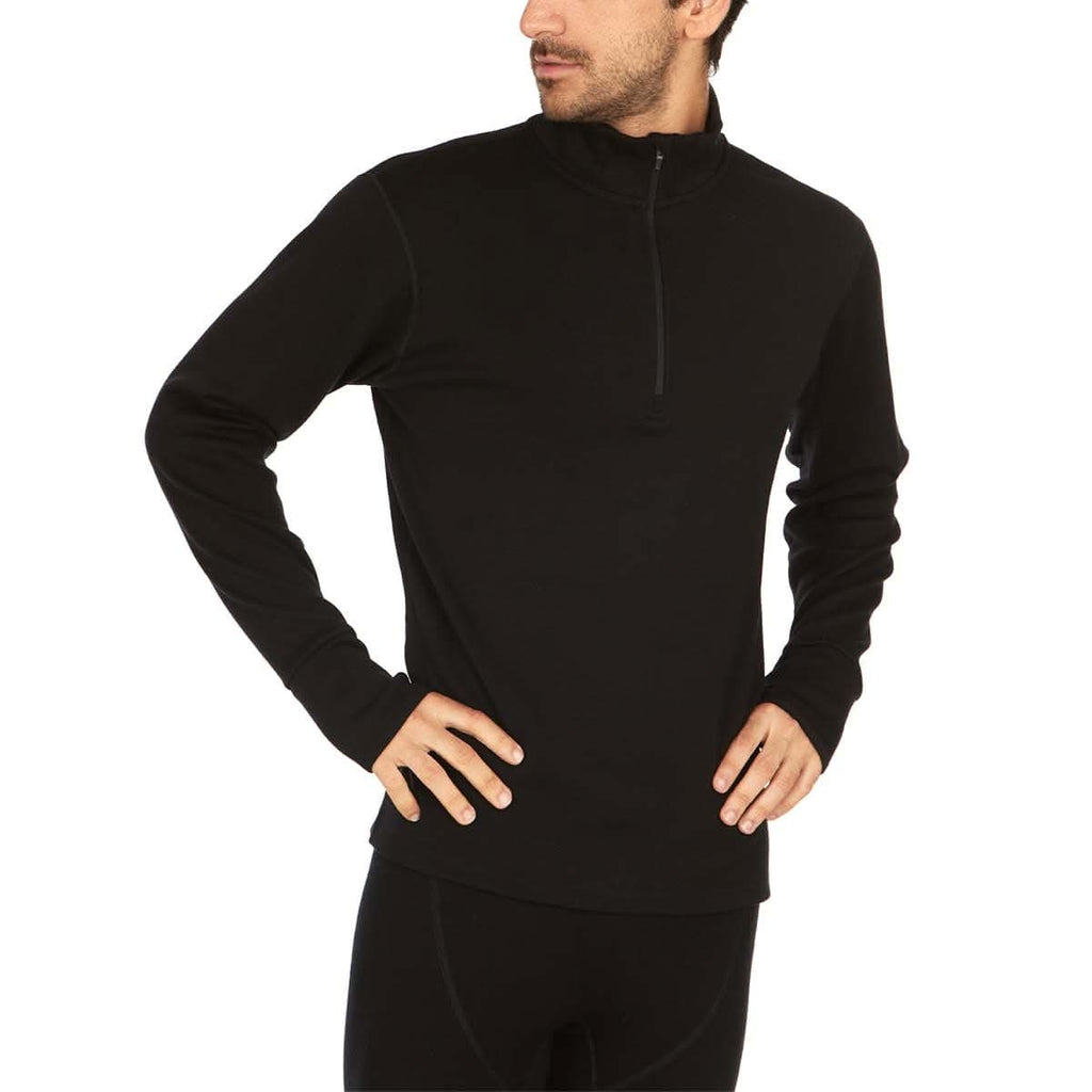 Men's Heavyweight Merino Wool 1/4 Zip Pullover - Navy, Black