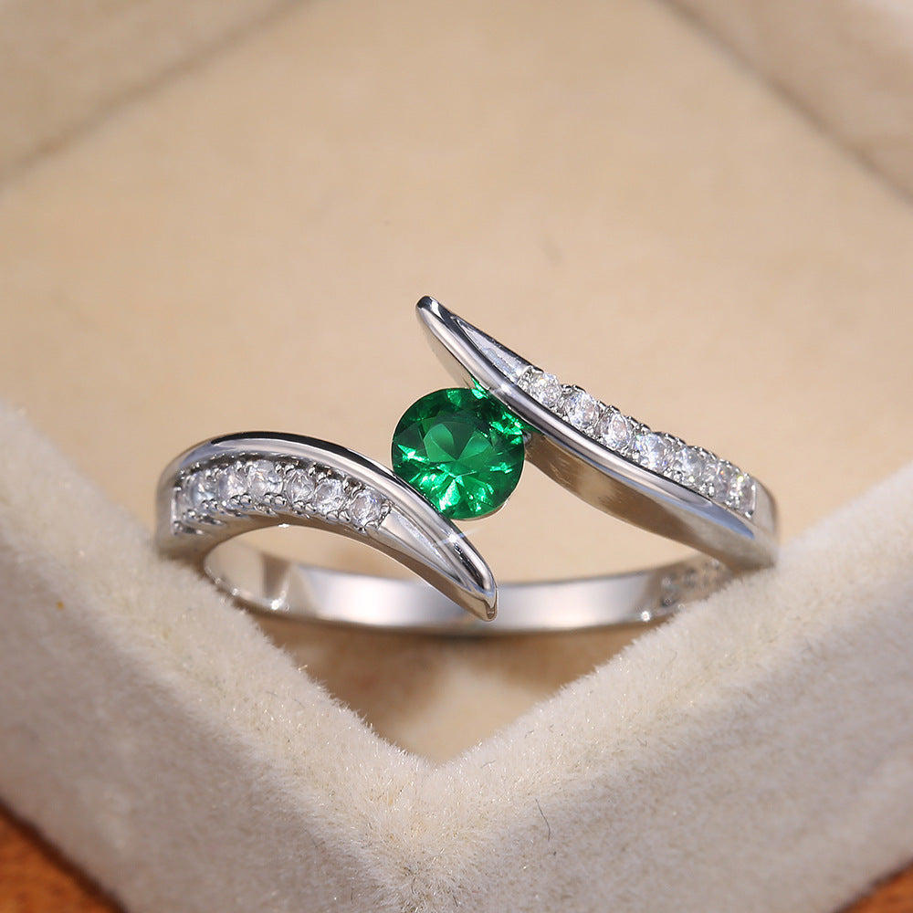 Minimalist Round Zircon Geometric Ring in Silver Finish
