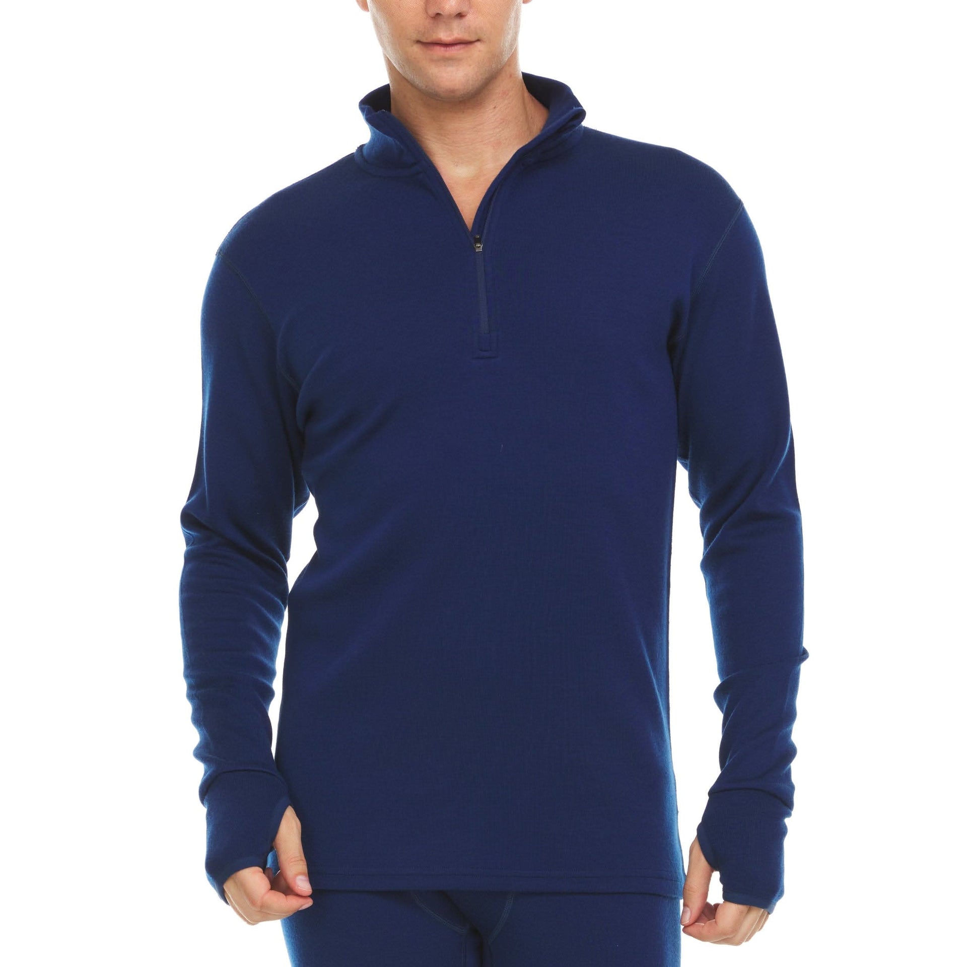 Men's Heavyweight Merino Wool 1/4 Zip Pullover - Navy, Black