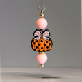 Pink Polka Dot Pumpkin Charm - Tumbler Handle Charm