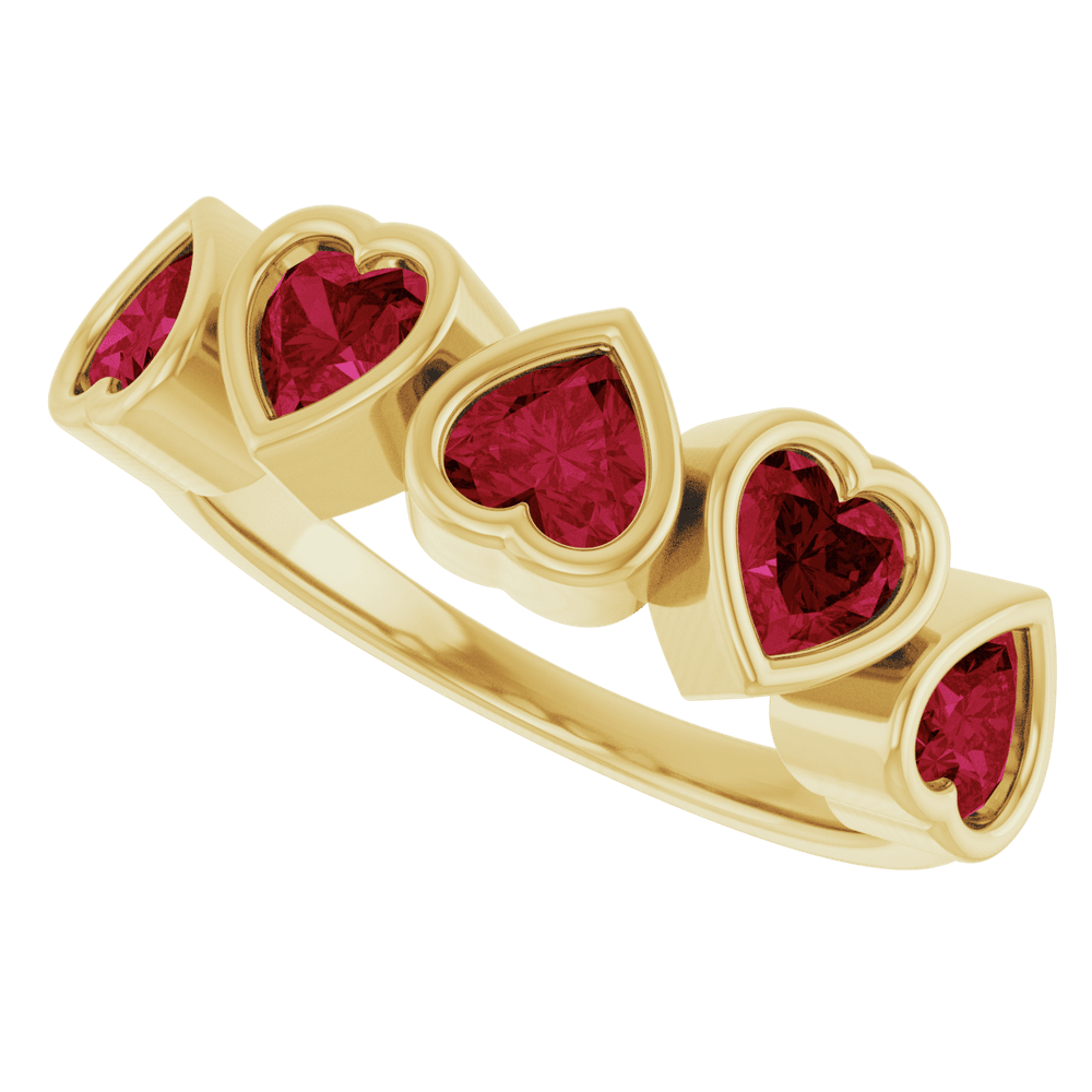 Cinq Cœurs 14K Yellow Gold Five Heart Gemstone Ring