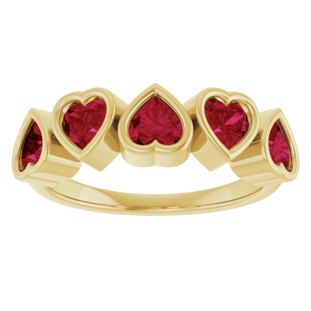 Cinq Cœurs 14K Yellow Gold Five Heart Gemstone Ring