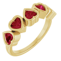 Cinq Cœurs 14K Yellow Gold Five Heart Gemstone Ring