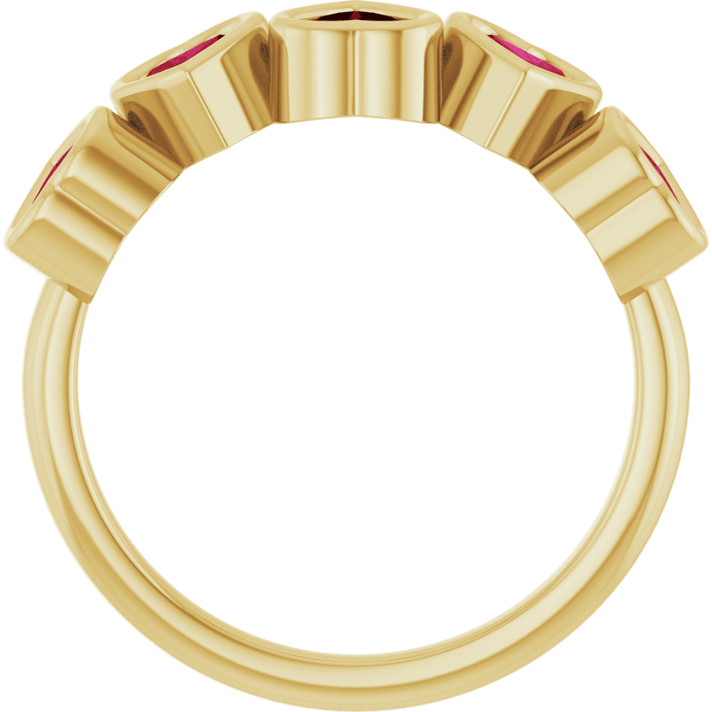 Cinq Cœurs 14K Yellow Gold Five Heart Gemstone Ring