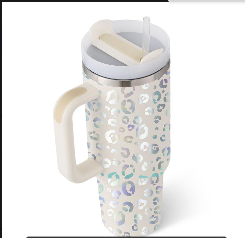 40 oz Stainless Steel Insulated Tumbler with Handle and Straw