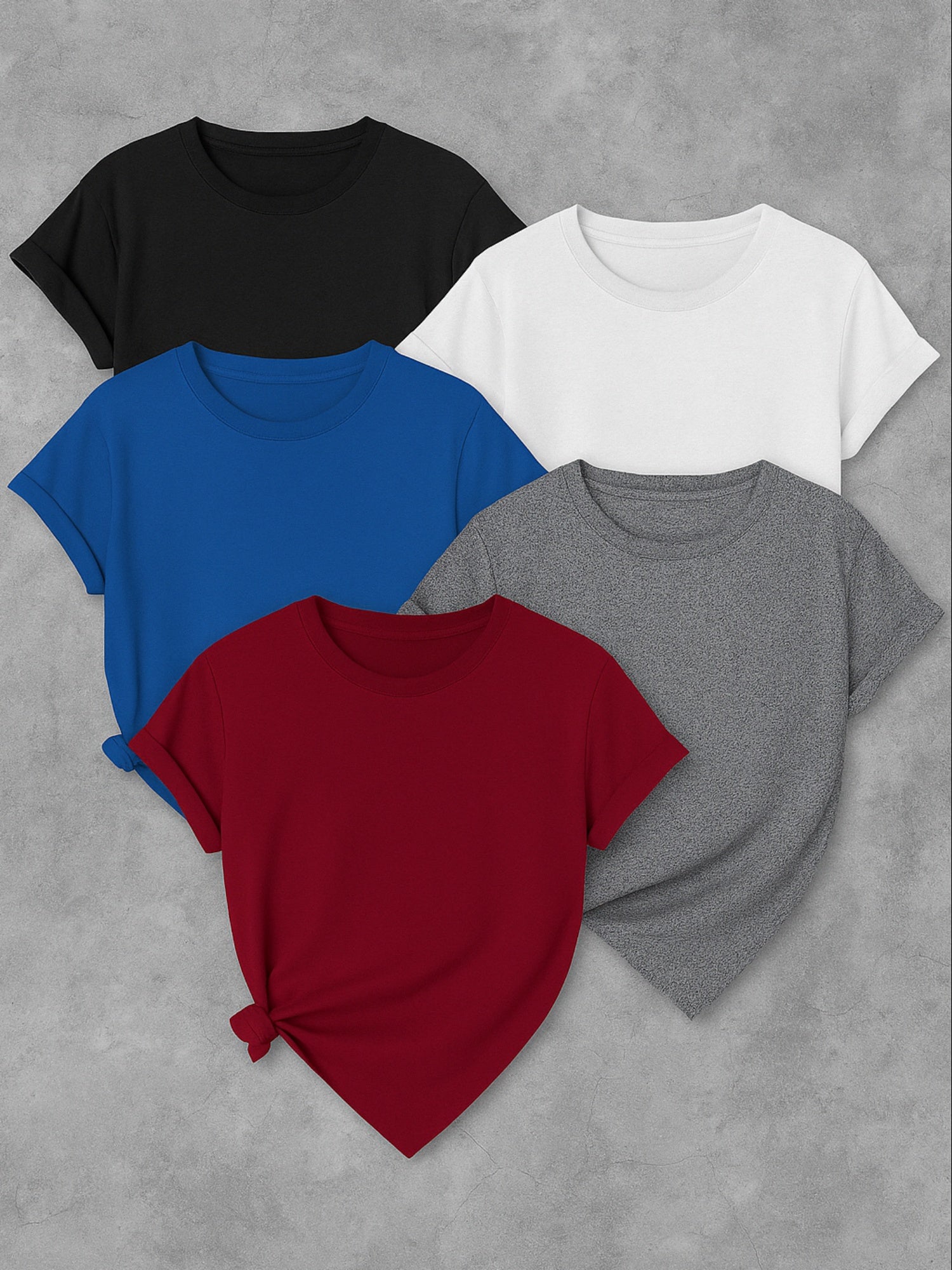 Womens 5 Pack Soft Stretch Casual Round Neck T-Shirts - Image 7