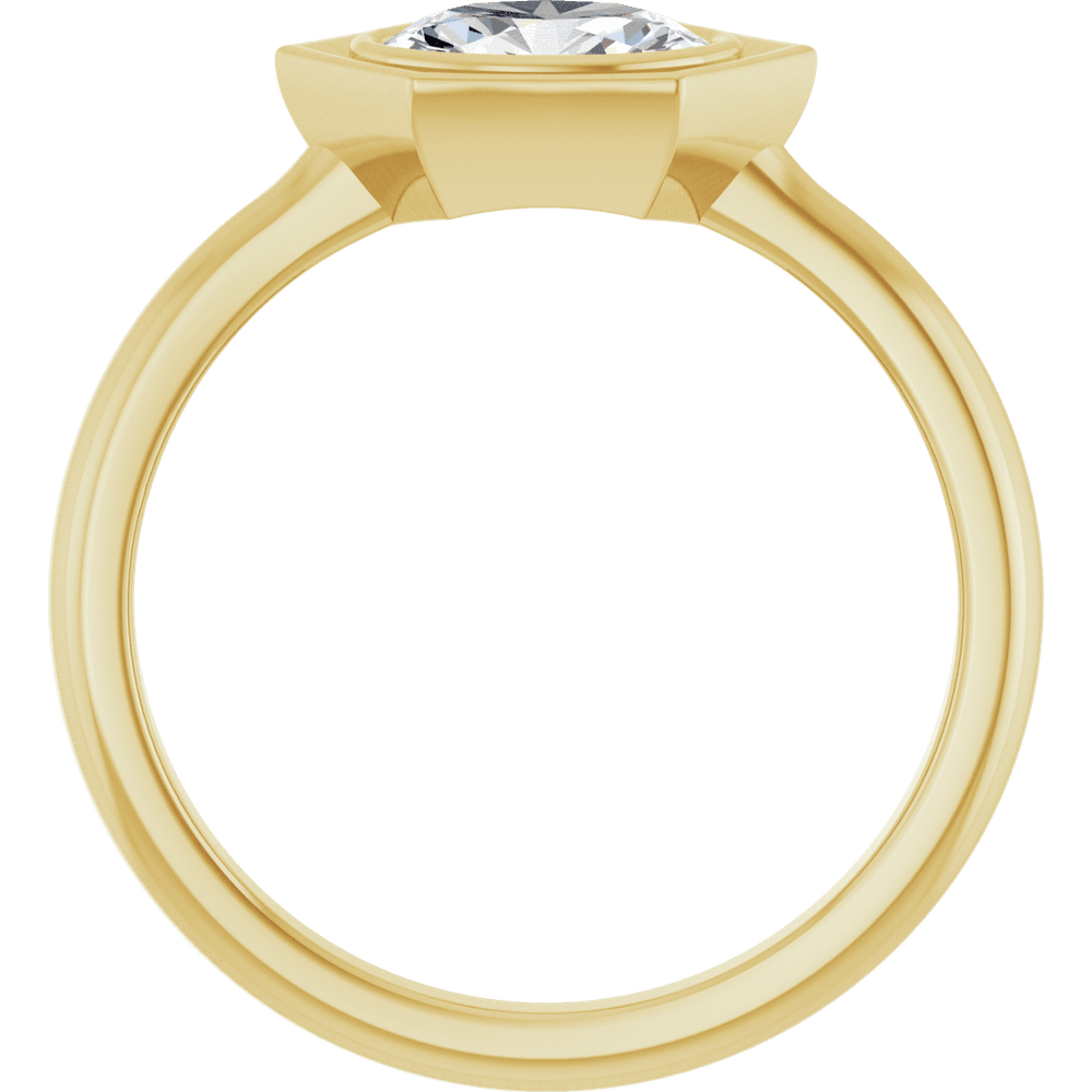 14K Gold Geometric Oval White Sapphire Ring