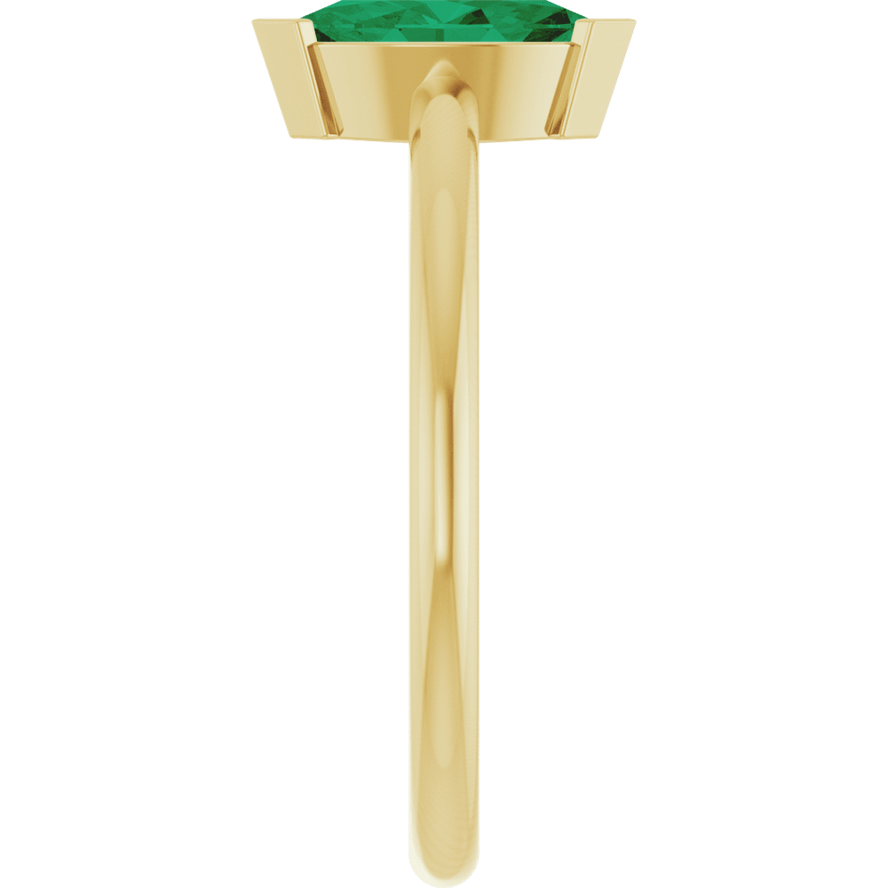 Marquise Cut Lab-Grown Emerald Solitaire Ring in 14K Yellow Gold