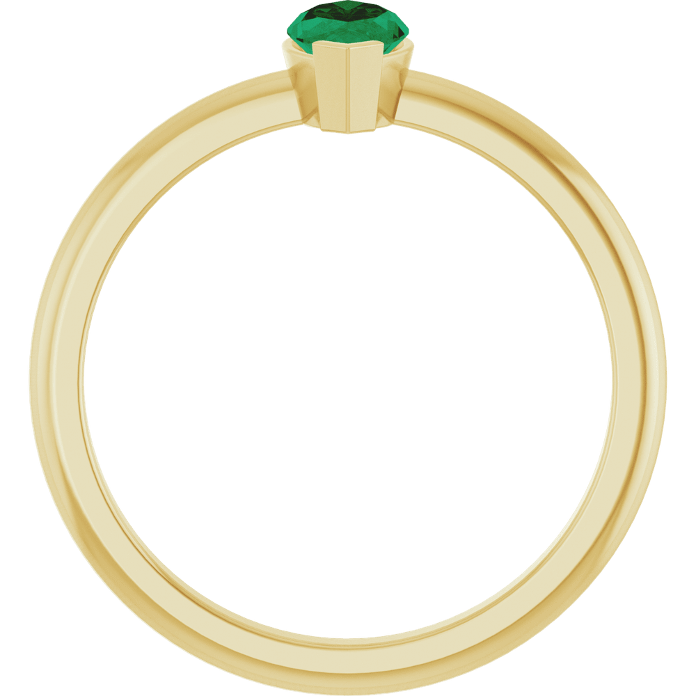 Marquise Cut Lab-Grown Emerald Solitaire Ring in 14K Yellow Gold
