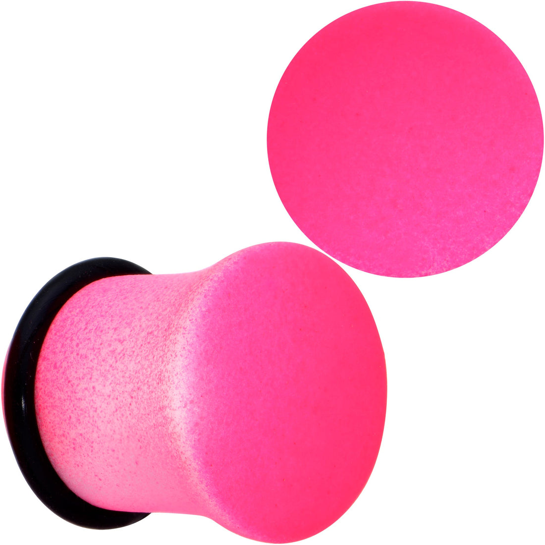 White pink ombre matte acrylic single flare ear plug set ranging from 2mm to 12mm