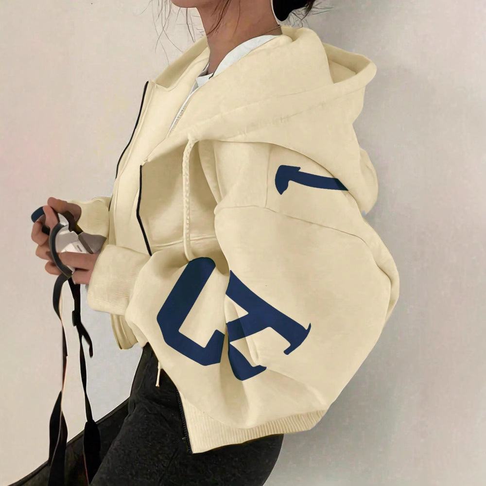 Women’s Printed Zip-Up Sweatshirt Long Sleeve Casual Jacket