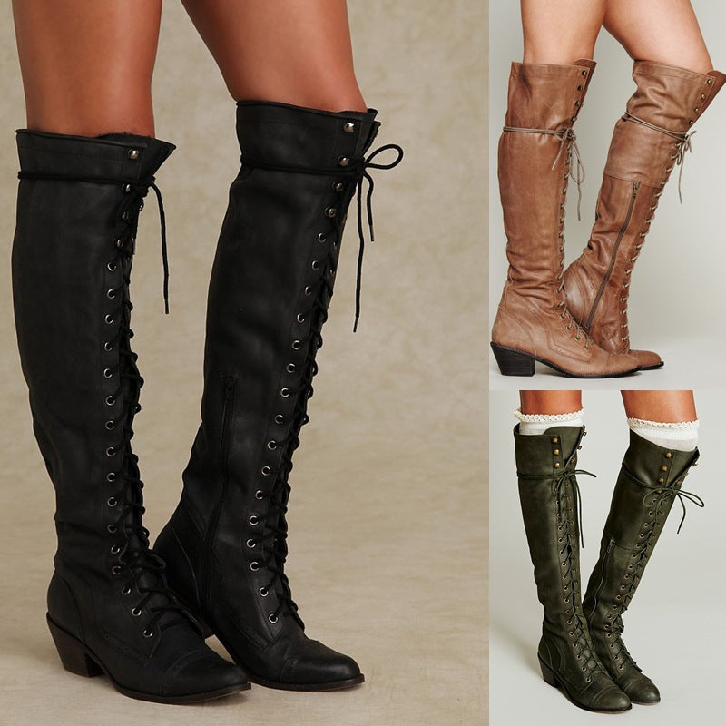 Women's Over-the-Knee Boots – Round Toe Winter