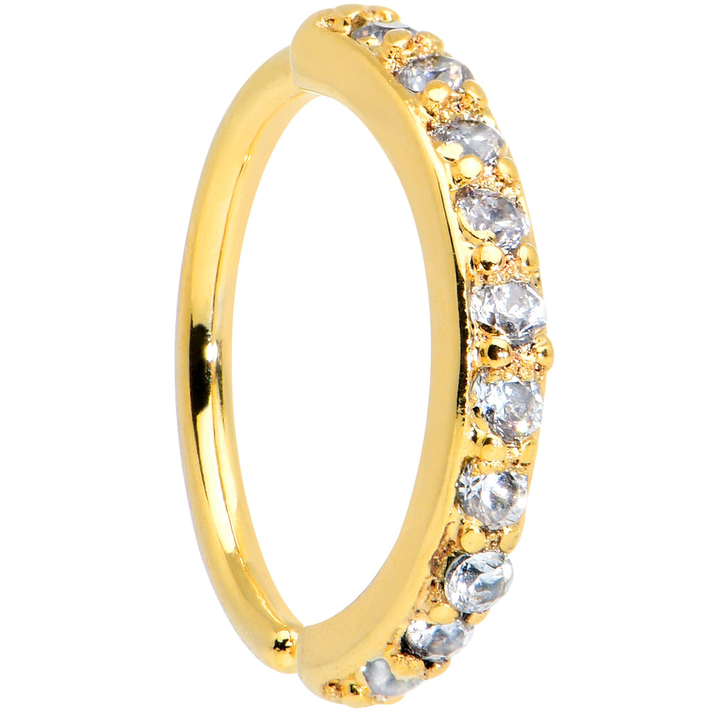 18G 5/16 Clear CZ Gem Gold Tone Forward Facing Closure Ring