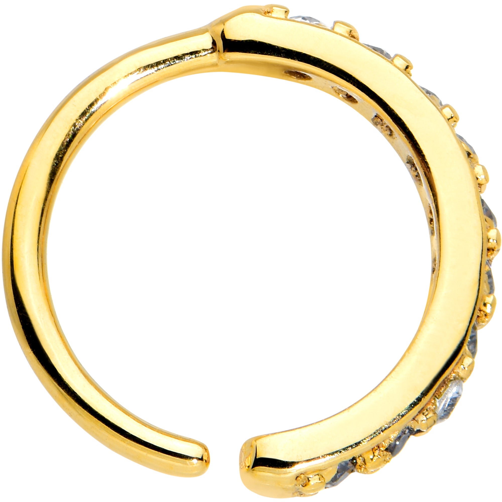 18G 5/16 Clear CZ Gem Gold Tone Forward Facing Closure Ring