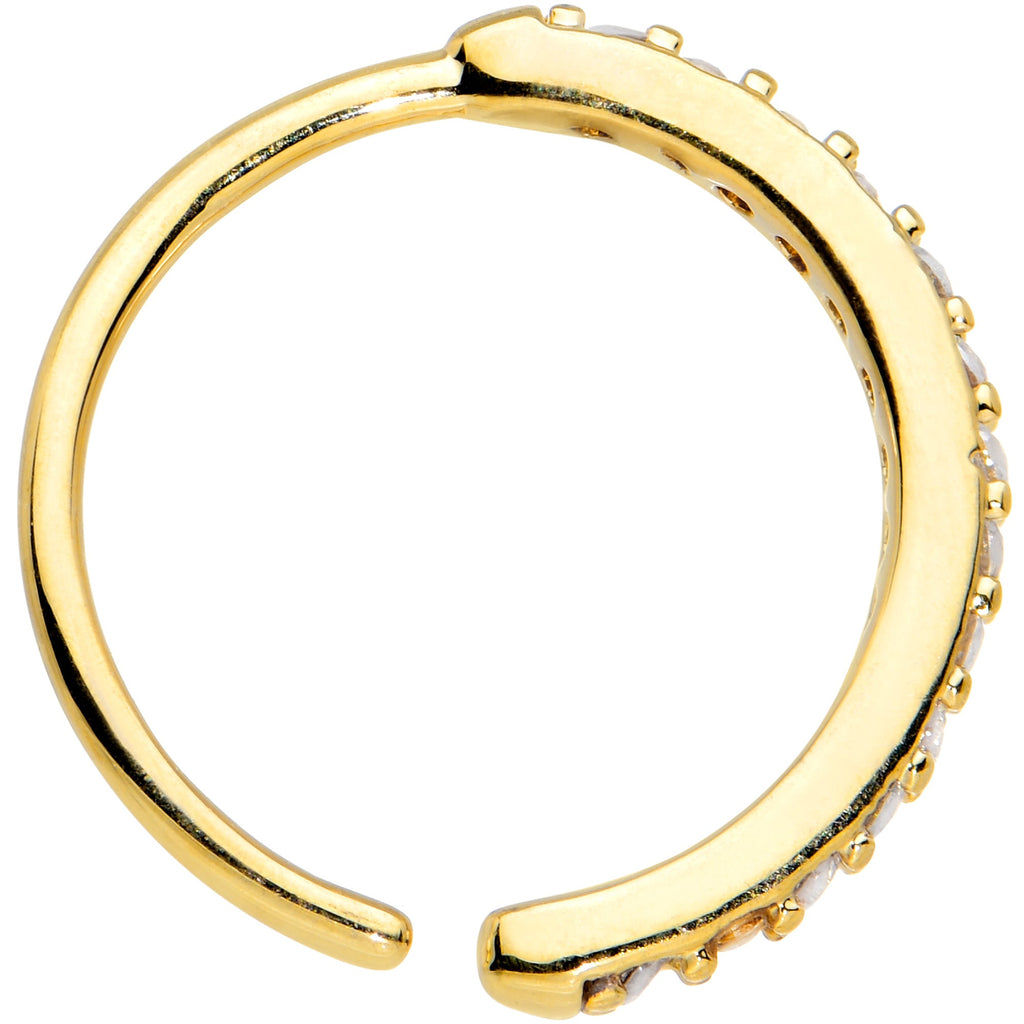 20G 3/8 Clear CZ Gem Gold Tone Forward Facing Nose Hoop
