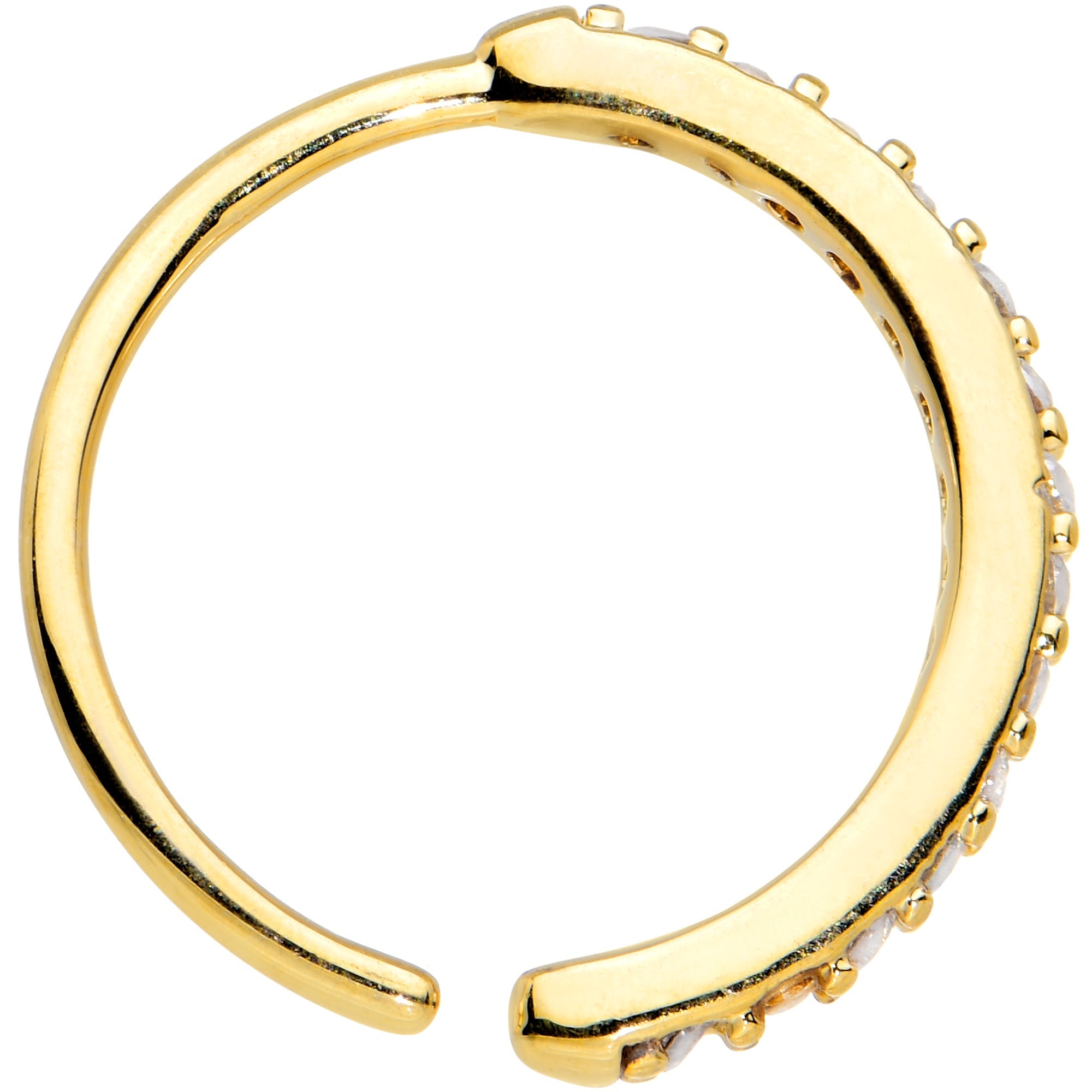 20G 3/8 Clear CZ Gem Gold Tone Forward Facing Nose Hoop