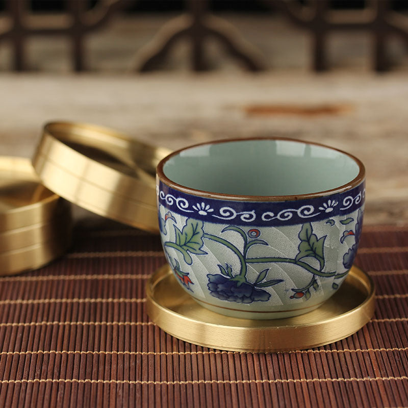Pure copper tea cushion with copper cup cushion
