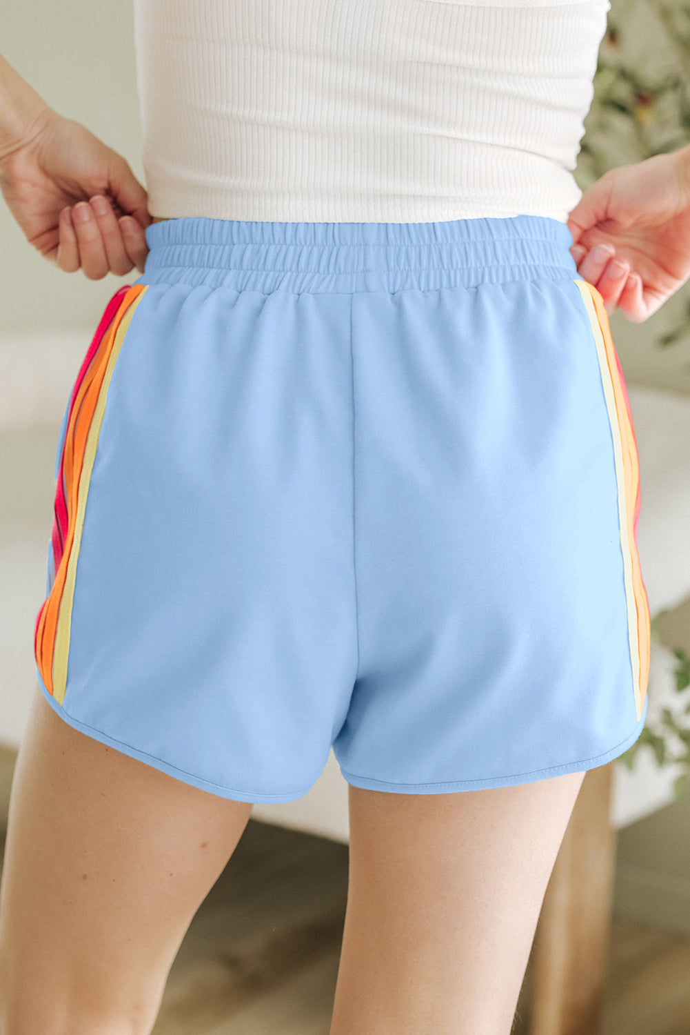 Stripe Colorblock High Waist Shorts