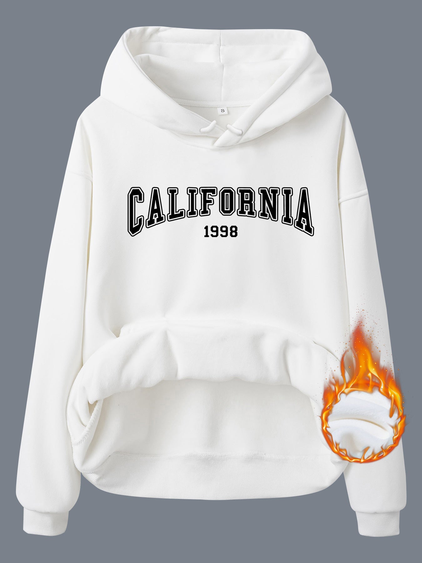 Women's California 1998 Print Fleece Hoodie - Gray & Black - Image 6