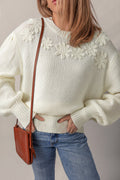 Rheakara Textured Puff Sleeve Sweater