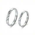 925 Sterling Silver Elegant Silver Couple Rings with Red and Black Twisted Enamel Accents