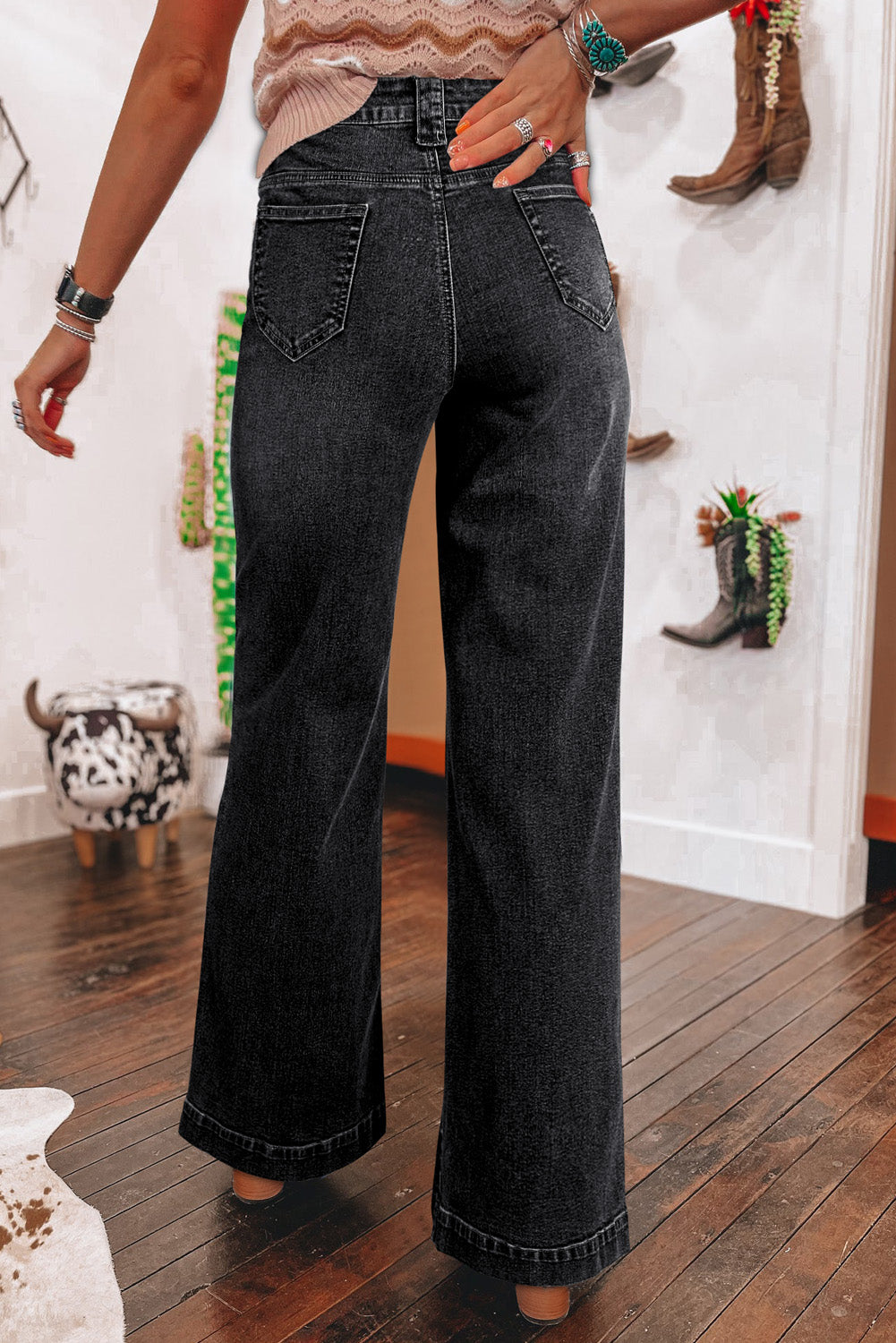 Victoria Wide Leg Pocketed High Waist Jeans